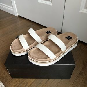 ZAC Zac Posen Shannon Platform Slide Sandal Womens 8 White Leather